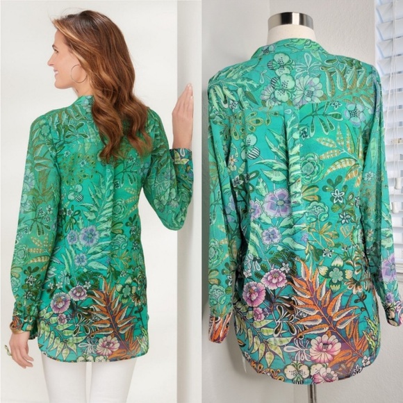 NWT SOFT SURROUNDINGS Luau Garden Tunic Shirt with matching camisole size XS - Picture 2 of 12